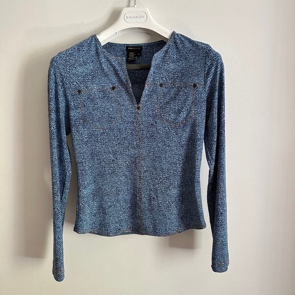 BCBGMaxAzria made in USA Polyester & Spandex Indigo blue Top Small - Picture 1 of 5